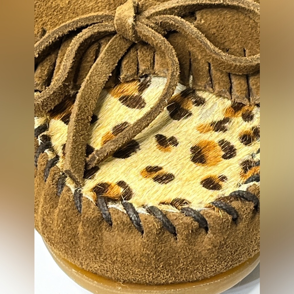 Minnetonka Calf Hair Animal Print Cheetah Soft‎ Leather Womens 8 Mocassin Shoes - Picture 5 of 7